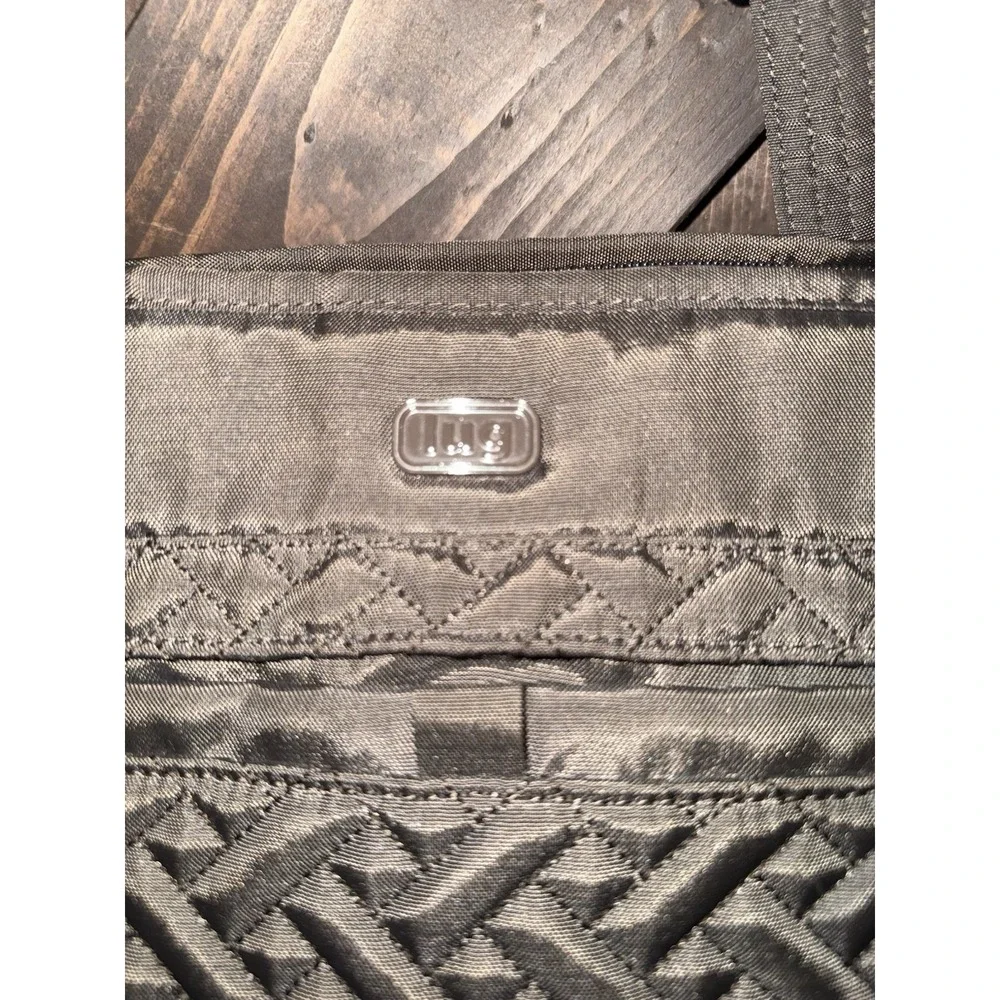 LUG‎ Avion Brown Gold Glitter Large Quilted Shoulder Tote Travel Bag NWOT